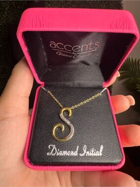 Accents Gold 'S' Diamond Initial Necklace